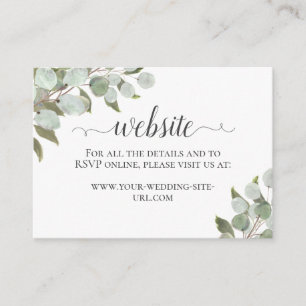 Cartão De Informações Site de Casamento Eucalyptus Rustic Watercolor