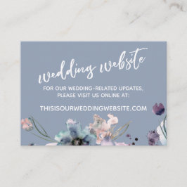 Cartão De Informações Site de Casamento Floral Azul Poeira de Roteiro Ca