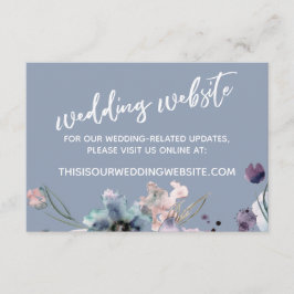 Cartão De Informações Site de Casamento Floral Azul Poeira em Letra Casu