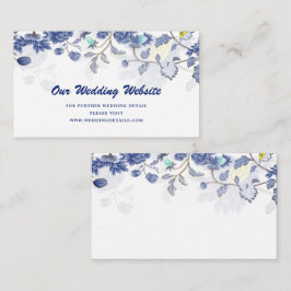 Cartão De Informações Site de Casamento Floral de Cor Azul Elegante