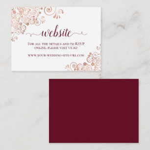 Cartão De Informações Site de Casamento Floral Dourado e Burgundy