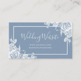 Cartão De Informações Site de Casamento Floral Dusty Blue