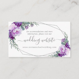 Cartão De Informações Site de Casamento Floral Elegante Silver & Purple