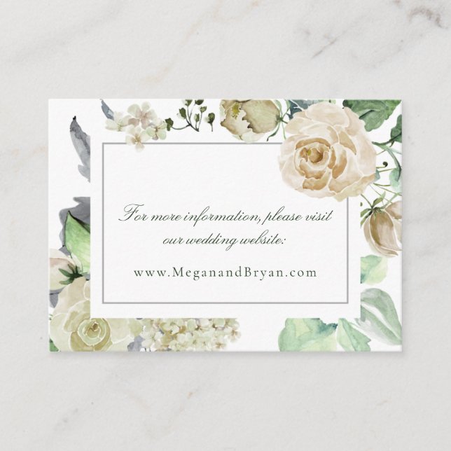 Cartão De Informações Site de Casamento Floral Megan Elegant (Frente)