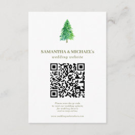 Cartão De Informações Site de Casamento Floral Qr de Árvore da Floresta
