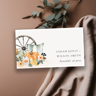 Cartão De Informações Site de Casamento Floral Rustic Fall Pumpkin Leafy