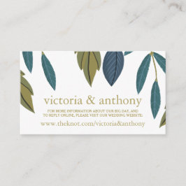 Cartão De Informações Site de Casamento Floral Rustic Leaf