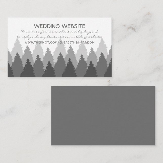Cartão De Informações Site de Casamento Grey Forest Range Woodland (Frente/Verso)