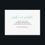 Cartão De Informações Site de Casamento Inserir Vidro Azul do Mar de Car<br><div class="desc">Avise a todos o seu site de casamento com estes cartões de cerco simples. Eles apresentam uma fonte de caligrafia com script azul-do-mar com seus detalhes em uma fonte clássica de sans em cinzas de carvão em um fundo branco nítido. A placa se reverte para um azul de vidro marinho...</div>