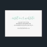 Cartão De Informações Site de Casamento Inserir Vidro Azul do Mar de Car<br><div class="desc">Avise a todos o seu site de casamento com estes cartões de cerco simples. Eles apresentam uma fonte de caligrafia com script azul-do-mar com seus detalhes em uma fonte clássica de sans em cinzas de carvão em um fundo branco nítido. A placa se reverte para um azul de vidro marinho...</div>