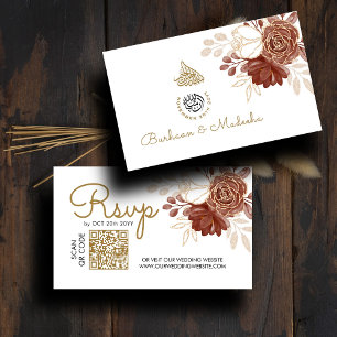 Cartão De Informações Site de Casamento Islâmico de RSVP RSVP de Cor Bra