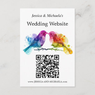 Cartão De Informações Site de casamento LGBTQ+ Rainbow Lovebird