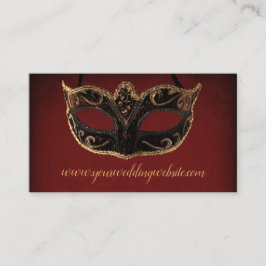 Cartão De Informações Site de Casamento Máscara Vermelha e Dourada