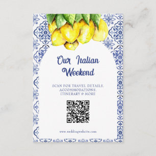 Cartão De Informações Site de Casamento Mediterrâneo QR La Dolce Vita