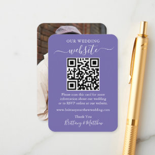Cartão De Informações Site de Casamento Minimalista Foto QR Periwinkle