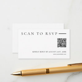 Cartão De Informações Site de Casamento Minimalista Moderno RSVP Código