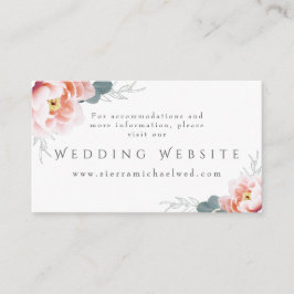 Cartão De Informações Site de Casamento | Moderna Floral Blush Pink Peon