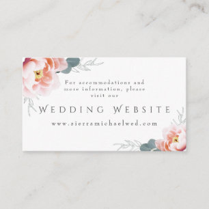 Cartão De Informações Site de Casamento   Moderna Floral Blush Pink Peon