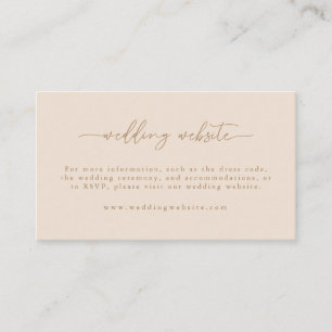 Cartão De Informações Site de Casamento Moderno Beige em Script