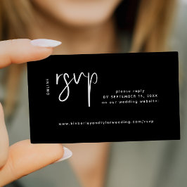 Cartão De Informações Site de casamento moderno online rsvp preto