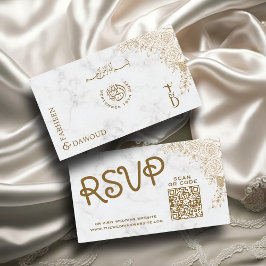 Cartão De Informações Site de Casamento Muçulmano RSVP RSVP de Lace Bran