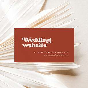 Cartão De Informações site de casamento Na moda retro terracotta