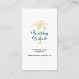 Cartão De Informações Site de Casamento na Praia com Palmeira Dourada em