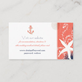 Cartão De Informações Site de Casamento Náutico Azul Coral e Marinho