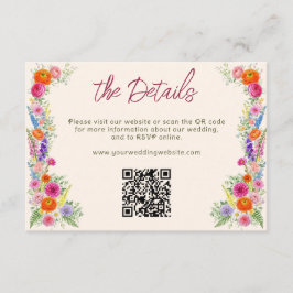 Cartão De Informações Site de Casamento no Jardim com Flora Silvestre Co