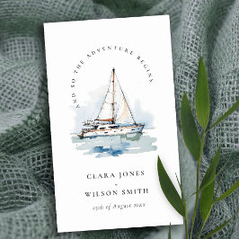 Cartão De Informações Site de casamento paisagem marítima veleiro escuro
