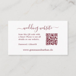Cartão De Informações Site de Casamento Pequeno com Código QR Minimalist
