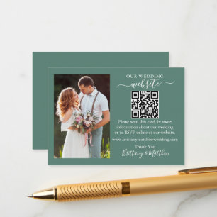 Cartão De Informações Site de Casamento QR Foto Eucalyptus Green
