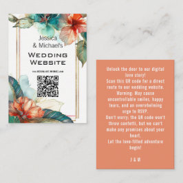 Cartão De Informações Site de casamento + QR Hibiscus Serenade Paradise