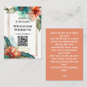 Cartão De Informações Site de casamento + QR Hibiscus Serenade Paradise