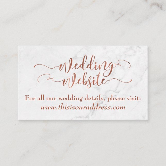 Cartão De Informações Site de Casamento | Rascunho de Cobre c/ Mármore B (Frente)