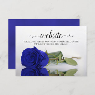 Cartão De Informações Site de Casamento Real Azul ou Cobalto Rosa Elegan