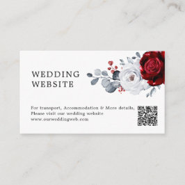 Cartão De Informações Site de Casamento Real Red White Silver Boho Boho