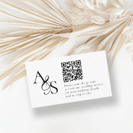 Cartão De Informações Site de Casamento, RSVP, Código QR, Elegante, Mono