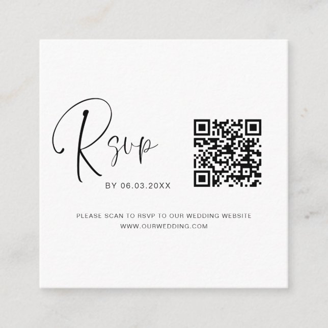 Cartão De Informações Site de Casamento RSVP de Código QR (Frente)