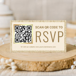 Cartão De Informações Site de Casamento RSVP de Código QR de Creme e Dou