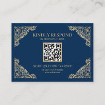 Site de Casamento RSVP de Código QR de Quadro Azul