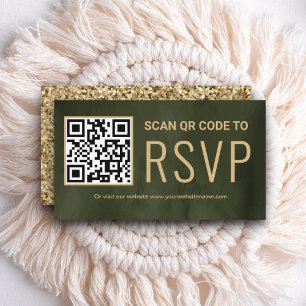 Cartão De Informações Site de Casamento RSVP de Código QR Online Dourad
