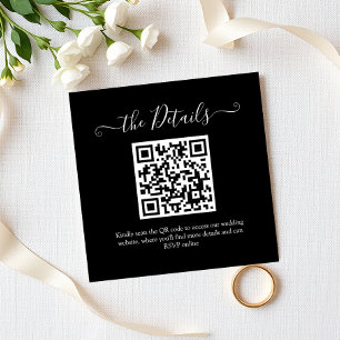 Cartão De Informações Site de Casamento RSVP de Script Branco de Código