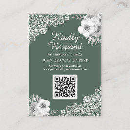 Cartão De Informações Site de Casamento RSVP do Código QR do Lace Floral
