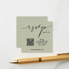 Cartão De Informações Site de Casamento RSVP Minimalista do Código QR Ve