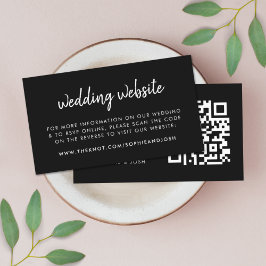 Cartão De Informações Site de Casamento | RSVP QR Code Modern Black