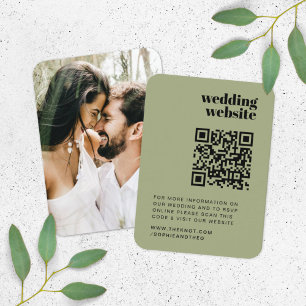 Cartão De Informações Site de Casamento RSVP QR Code Retro