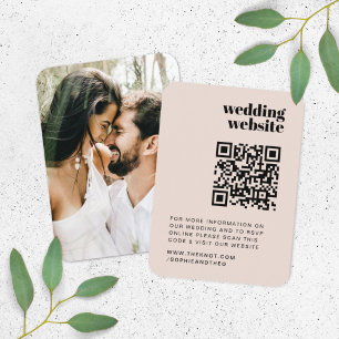Cartão De Informações Site de Casamento RSVP QR Code Retro