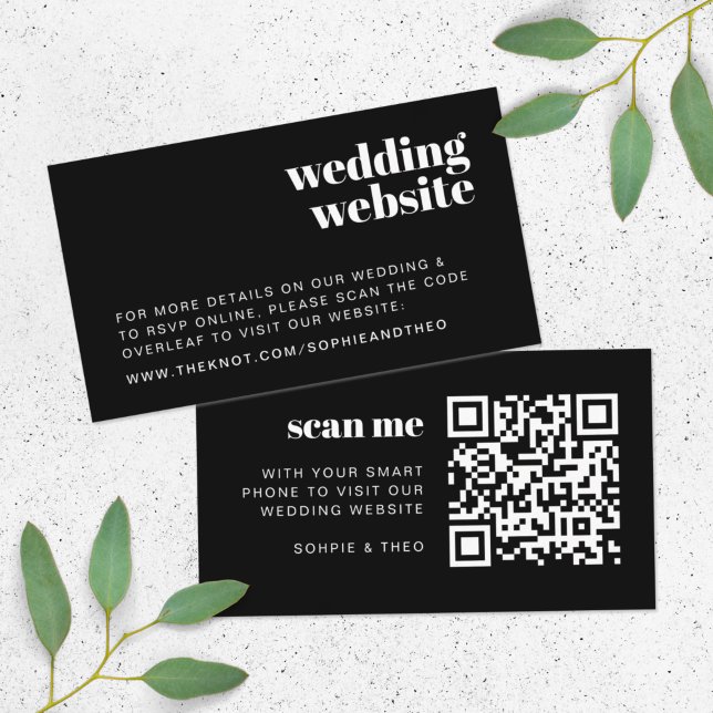 Cartão De Informações Site de Casamento | RSVP Verificável Código QR Ret (Criador carregado)