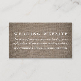 Cartão De Informações Site de Casamento Rustic Burlap